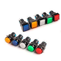 16mm With Light Power Switch AB6 8Pin Push Button Switches Small Square&Round Self Locking Self Reset Start Up