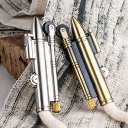 Trench Rope Lighter Retro Metal Windproof Kerosene Wheel Lighter With Rattlesnake velvet Military Addictive Gift outdoor camping Torch