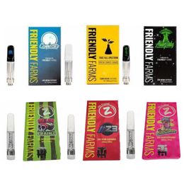 Wholesale Friendly Farms Live Resin Vape Cartridges Packaging Box 0.8ml 1.0ml Atomizer With Packing Boxes Alien Ceramic Coil Carts Thick Oil Vaporizer 510 thread E Cigarettes
