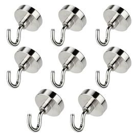 Hooks & Rails 4/6/10Pcs Powerful Magnetic Hook Wall-mounted Hanger Heavy Duty Magnet Hanging Kitchen Wardrobe Household Storage Tool