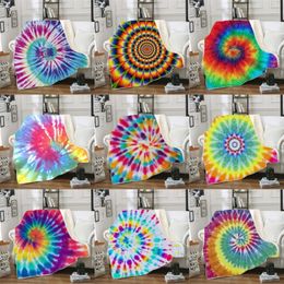 150*130cm Throw Blankets Tie Dye Sherpa Blanket Kids Quilt Soft Plush Couch Bedspreads Kid Winter Plush Shawl Couch Sofa Wrap 11styles