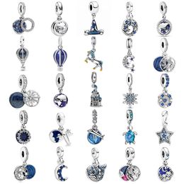 925 Sterling Silver Dangle Charm Earth Hot Air Balloon Blue Pendant Series Suitable Beads Bead Fit Pandora Charms Bracelet DIY Jewellery Accessories