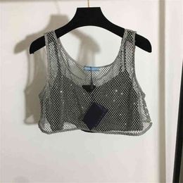 Triangle Badge Diamond Tank Tops Womens Sling Tops 2 Pcs Set Camis for Women Sexy Sleeves Summer Vest587