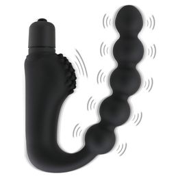Anal Bead Vibrator Prostate Massager Plug Waterproof 10 Speeds Stimulation Butt Anus Silicone Adult Men Women sexy Toys