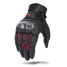 Sheepskin carbon Fibre Motorcycle Gloves Touch Screen Men Women Running Fitness Full Finger Cycling Sports Gloves