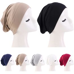 Soft Modal Cotton Inner Hijab Caps Muslim Women Tube Stretch Turban Cap Islamic Underscarf Bone Bonnet Hat Female Headband Mujer