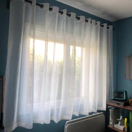 Curtain & Drapes White Tulle Short For Living Room Solid Sheer Voile Curtains Kitchen Window Screening Linen Door WeddingCurtain