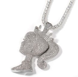 14K Gold Iced Out Queen Barbie Pendant Necklace Bling Micro Pave Cubic Zirconia Simulated Diamonds Hiphop Jewelry