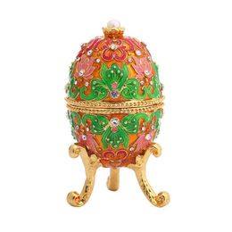 -Esmalte artesanal Classical Faberge Easter Egg Jewel Case Jóias Caixa de Armazenamento de Jóias Metal Artigos de Mobiliário para Casa H220505