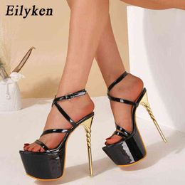 Nxy Sandals New Platform Narrow Band Peep Toe Women Summer Sexy Buckle Strapsuper Thin High Heel Evening Party Shoes