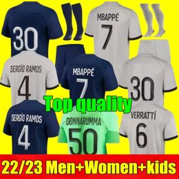 Top New MBAPPE soccer jersey SERGIO RAMOS 22 23 Maillots de football 2022 2023 VERRATTI adult Men kids kit Women ICARDI shirt uniforms foot third 3rd 4th