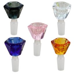 Hexagon Smoking Glass Bowls Slide Shape Mix Colours Philtre Thick Bowl Joints For Bongs Hookah Water Pipe