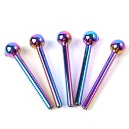 Nano Plating Smoking Pipes Colorful Pyrex Glass Oil Burner Handpipe Oil Nail Pipe Smoking Accessories SW124