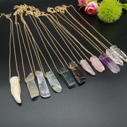 Fashion Irregular Healing Crystal Stone Necklace Natural Stone Amethyst Pink Quartz Chakra Necklaces Jewellery