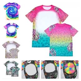 UPS 9 Styles Sublimation Polyester DIY Shirt Leopard Print Vintage Graphic T Shirt Heat Transfer Blank Casual Short Sleeve