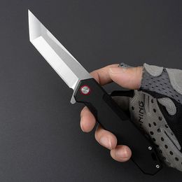 Top Quality Flipper Folding Knife D2 Tanto Point Satin Finish Blade G10 Handle, Ball Bearing Fast Open Knives, 2 Colors