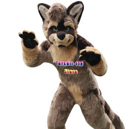 Fursuit Long-haired Husky Dog Fox Wolf Mascot Costume Fur Adult Cartoon Character Halloween Party Cartoon Set #121