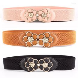 Belts Korean Fashion Women Metal Belt Rose Clasp Front Elastic Waistband Waist Strap For Dress BlouseBelts Fred22