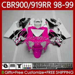 Bodywork For HONDA CBR 900 919 RR CC 98-99 Years Bodys 127No.52 CBR 919RR 900RR Rose white 900CC 919CC CBR919 CBR900 RR CBR919RR 98 99 CBR900RR 1998 1999 Fairing Kit