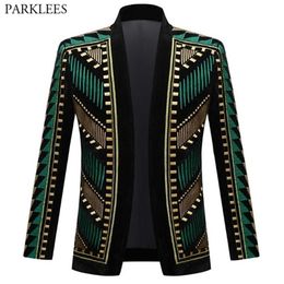 Luxury African Embroidery Cardigan Blazer Jacket Men Shawl Lapel Slim Fit Striped Suit Jacktes Male Party Prom Wedding Costumes 220801