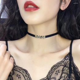 Chokers Collares Letters Tattoo Choker Necklace For Women Jewelry Punk Retro Gothic Elastic Collier Female Fashion JewelryChokers Godl22