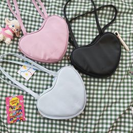 Evening Bags JK Women Japan Student Girls Shoulder Bag Love Heart Shaped PU Leather Handbags For 2022 Crossbody