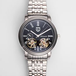 fashion Watch Men Watch Skeleton Tourbillon Hand-winding Mechanical Automatic Watch Classic Natural Leather Watches Gentleman Business 01