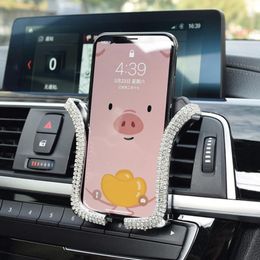 Interior Decorations Adjustable U-shaped Not Moving Multifunctional Snap-on Car Holder Crystal Rhinestone For DrivingInterior