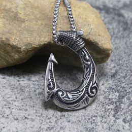 Pendant Necklaces Vintage Stainless Steel Viking Anchor Hook Necklace For Men's Fashion Jewellery Gift Men ChainPendant