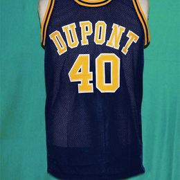 Sjzl98 40 Randy Moss Dupont High School BASKETBALL JERSEY Blue Embroidery Stitched Personalized Custom Jerseys