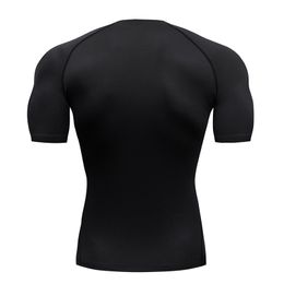 Compression Quick dry T-shirt Men Running Sport Skinny Short Tee Shirt Male Gym Fitness Bodybuilding Workout Black Tops Clothing 2256H