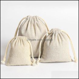 Jewellery Pouches Bags Packaging Display Mtifunctional Linen Storage Beaded Bracelets Pendant Necklace Dhs4N