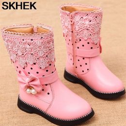 SKHEK Children Snow Boots Winter Style Cowhide Girls Korean Design Boots High Quality Sport Shoes Leather Baby Boots LJ201202