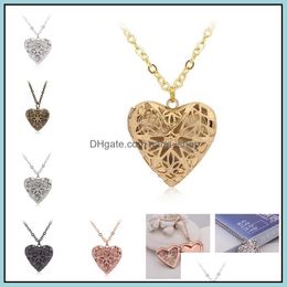 Pendant Necklaces Pendants Jewellery Simple Handmade Po Hollow Heart-Shaped Box Necklace Gsfn440 With Chain Mix Order Drop Delivery 2021 If8