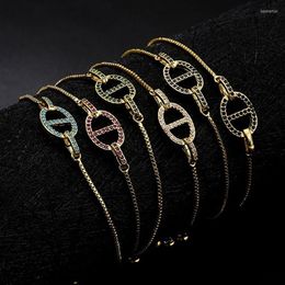 Link Chain Unique Design Gothic Geometric Charm Bracelet For Women Girl Colourful CZ Wedding Jewellery Gift Kent22
