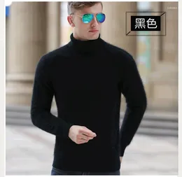 Men's Sweaters Men's Fashion Mink Cashmere Sweater Pullovers Outwear Man Turtleneck Tops Loose Solid Fit Knitting ClothingMen's