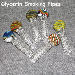 Glycerin Smoking Pipes Pyrex Glass Oil Burner Nail Water Hand Burning Tubes Dab Rigs Dry Herb Tobacco Bowl Tool