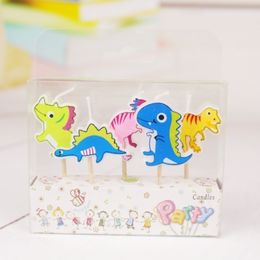 5pcs Cake Decor Dinosaur Boys Cartoon Candle Happy Birthday Party Supplies Children Favour for Topper Cupcake cake Decoration Y200618