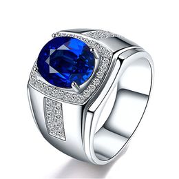 Creative Exquisite Luxury Round Zircon Sapphire Ring Party Birthday Jewelry Gift Exquisite Blue Zircon Ring