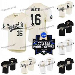 Xflsp Vanderbilt Commodores Jersey 7 Dansby Swanson 5 Philip Clarke 10 Ethan Paul 16 Austin Martin 2019 NCAA College WS W S Custom Baseball Jersey