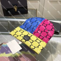 Color Blocking Series Knitted Hats Winter Thick Warm Beanies Double Letter Designer Multicolor Skull Caps With Tags
