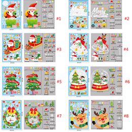 PVC Christmas Stickers Decals Window Clings Sticker Party Santa Claus Snowman Double Sided