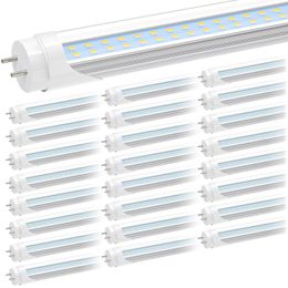 US STOCK T8 LED Bulbs 4 Foot 28W 6000K Cool White Tube Lights 4FT Fluorescent Light Bulb Replacement Ballast Bypass Double Ended Power