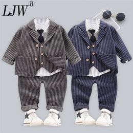 Children's striped suit three-piece kid handsome boy dress spring and autumn 1-4 years old small 220507