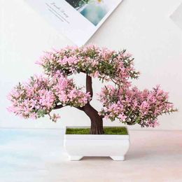 Plantes artificielles de pin de pin petit arbre arbre fausses fleurs ornements en pot pour décoration de la décoration de la maison