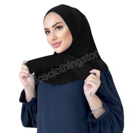 Turkish Ready To Wear Hijab Scarf Cotton Jersey Headband Muslim Snap Fastener Hijab Underscarf Free Size Headscarf Wraps