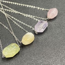Natural Crystal Stone Silver Plated Chain Pendant Necklaces For Women Girl Party Club Decor Wedding Birthday Jewellery