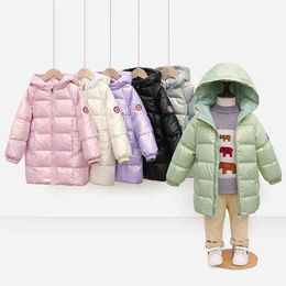 Hot New Down Jacket Large Childrens Clothing Boys And Girls Warm Hooded Jacket Colorful Bright Face 4-10 years Old Children Win J220718