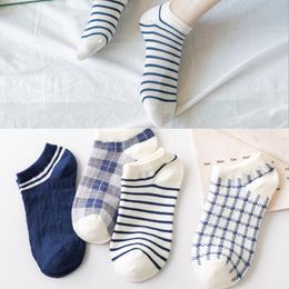 Women Socks Yishine Fashion 4 Pairs / Pack Grid Ankle Comfortable Lovely Women's Cotton Boat Cute Boby