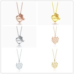 New s925 Sterling Silver Luxury Love Heart Necklace Jewellery Fashion Small Key Pendant Chain Charm Girls DIY Clothes Accessories Ladies Friends Holiday Gifts